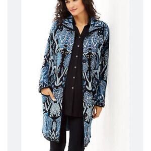 J. Jill Cardigan Sweater‎ Coat Women Sz S Floral Tapestry Topper Collared Duster